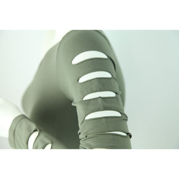 Vintage 90s Y2K Bebe One Sleeve Bodysuit Olive Green Rave Cutout XS S USA - Picture 6 of 14